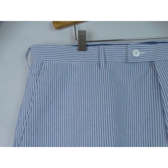 Linea Uomo Men's Shorts Size 42 Blue & White Striped Seersucker Shorts - Picture 2 of 9